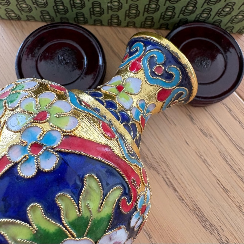 Vintage Authentic Asian Cloisonné Vases Set - Picture 7 of 11